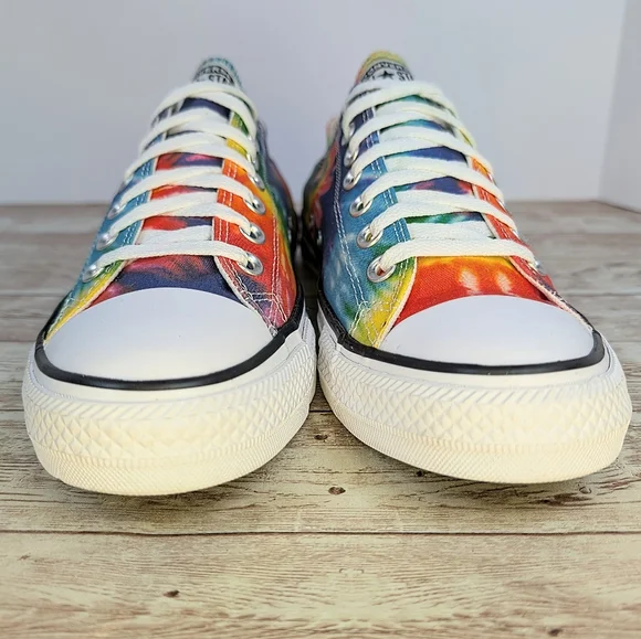 Converse All Star Rainbow Tie Dye Low Top Sneakers Trainers Women's Size 11 - Picture 6 of 13